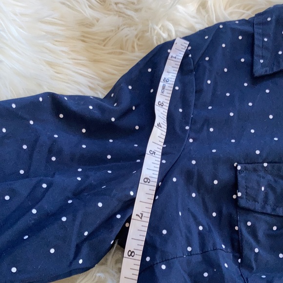 Laura Scott navy and white collared button front button up button down shirt top - Picture 15 of 17